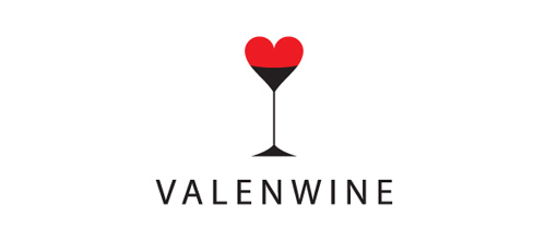 表達(dá)愛情愛心的心形logo設(shè)計-SHOPLOVER酒杯+心-紅酒logo