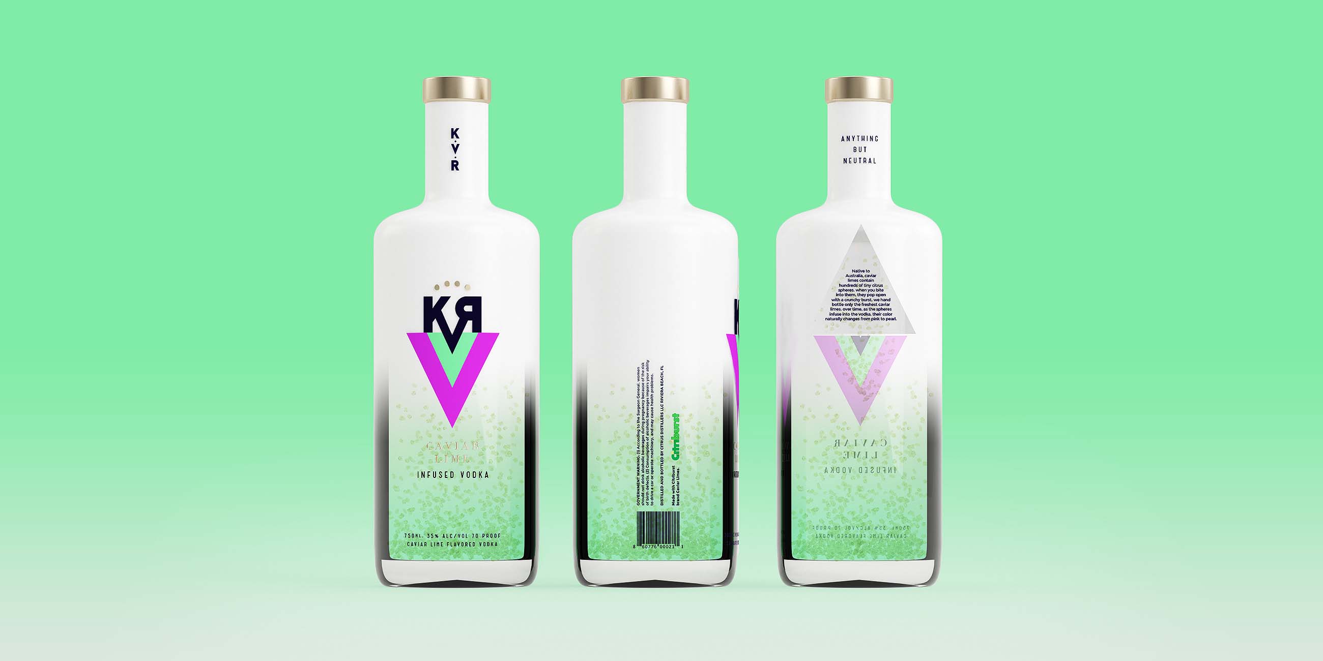 KVR酒精飲料品牌設(shè)計(jì)包裝設(shè)計(jì)，互補(bǔ)色箭頭符號(hào)，讓包裝超有識(shí)別性