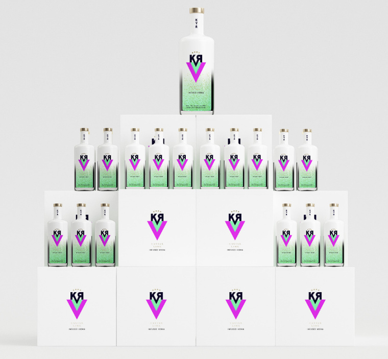 KVR酒精飲料品牌設(shè)計(jì)包裝設(shè)計(jì)，互補(bǔ)色箭頭符號(hào)，讓包裝超有識(shí)別性