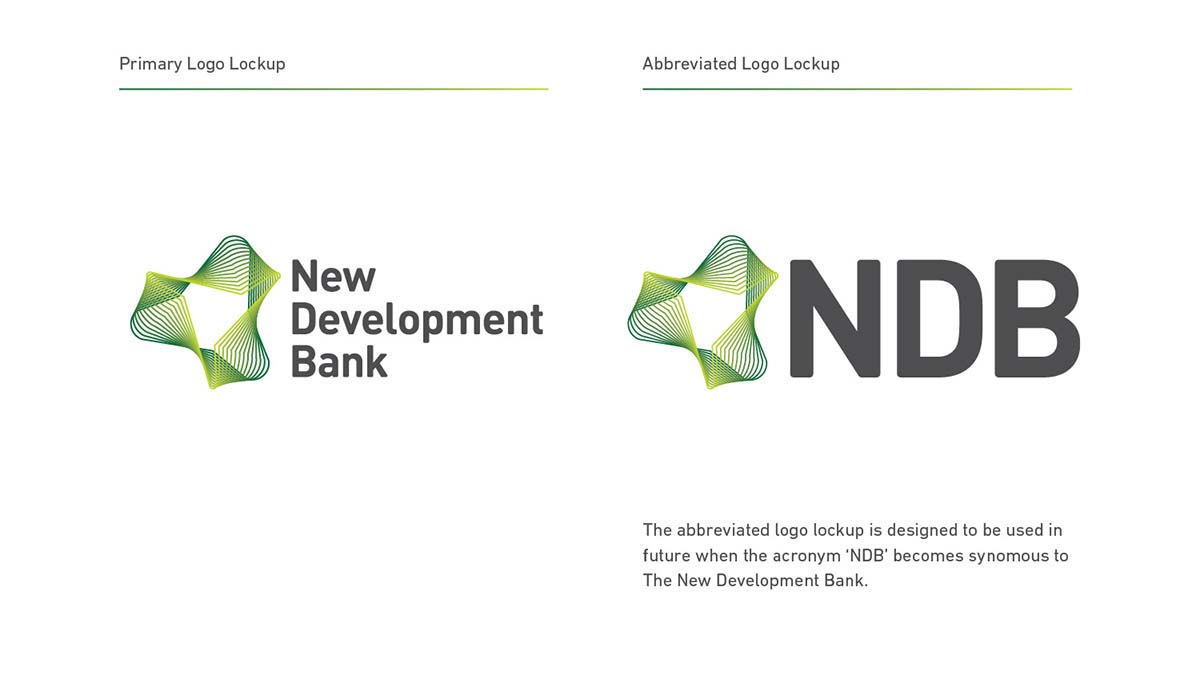 金磚國家新開發(fā)銀行標(biāo)識logo設(shè)計-可持續(xù)發(fā)展的動感線條logo