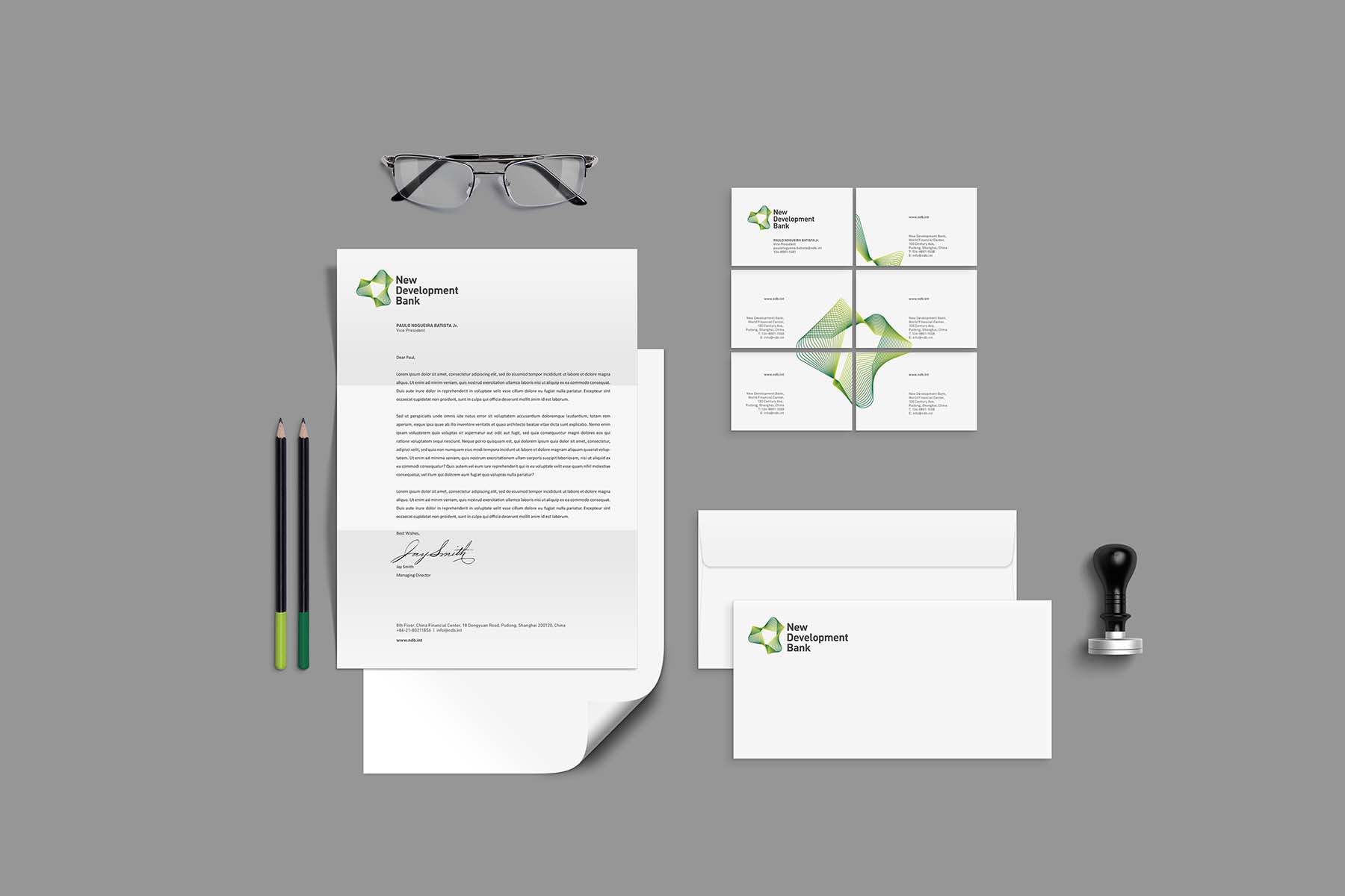 金磚國家新開發(fā)銀行標(biāo)識logo設(shè)計-可持續(xù)發(fā)展的動感線條logo