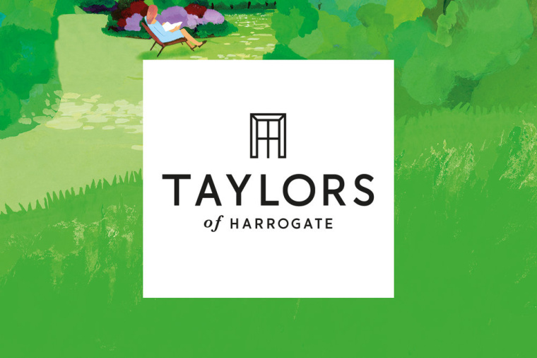 Taylors of Harrogate 茶葉logo設計-一個字母T和H的窗戶形狀 Taylors of Harrogate 茶葉logo設計-一個字母T和H的窗戶形狀