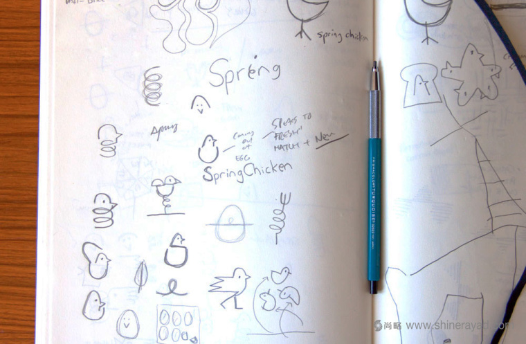 Starbird 炸雞快餐餐廳餐飲logo設(shè)計(jì)草圖-上海logo設(shè)計(jì)公司