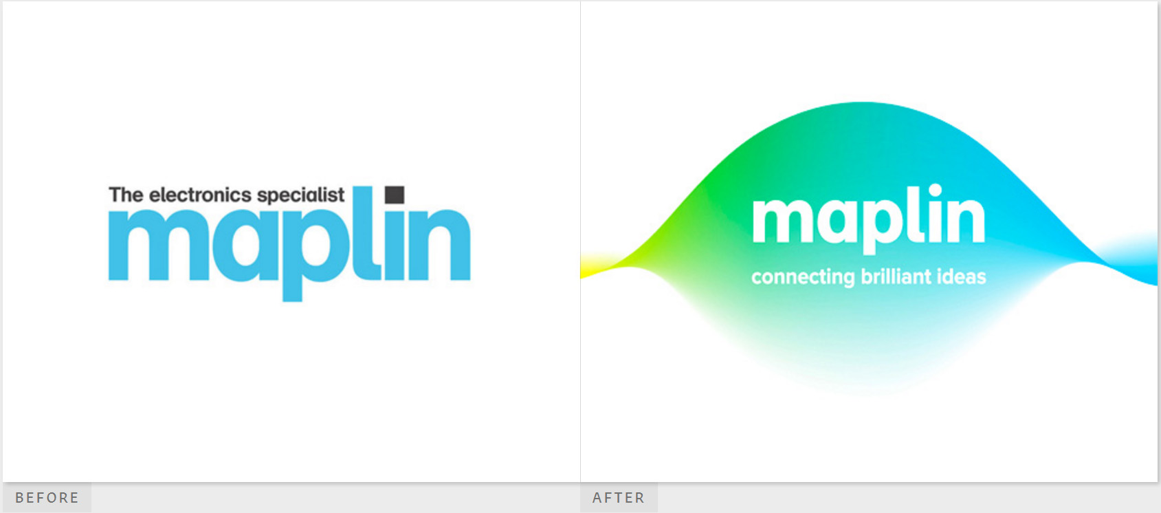 英國電子零售品牌Maplin動感漸變電子風(fēng)格標志設(shè)計與VI形象設(shè)計