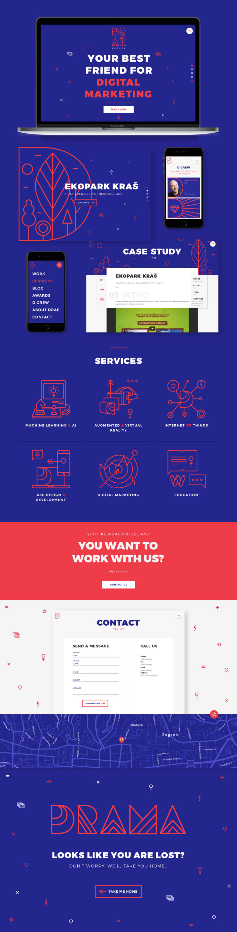 Drap廣告公司VI設(shè)計/公司視覺識別VI形象設(shè)計，極具吸引力的配色與線條插畫