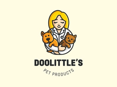 金發(fā)女子抱著貓狗的獸醫(yī)診所標(biāo)志設(shè)計 金發(fā)女子抱著貓狗的獸醫(yī)診所標(biāo)志設(shè)計