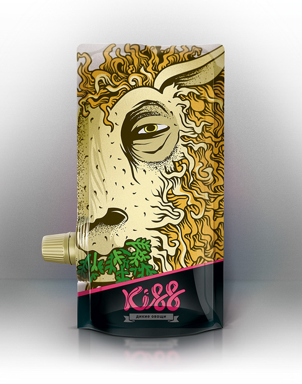 kiss人物夸張插畫果蔬泥包裝設(shè)計-上海包裝設(shè)計公司國外創(chuàng)意包裝欣賞