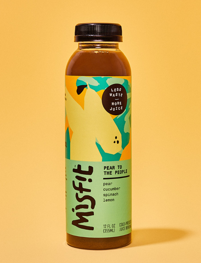 misfit 混合蔬菜水果果汁包裝設計，色彩明亮的自由涂鴉藝術氣質