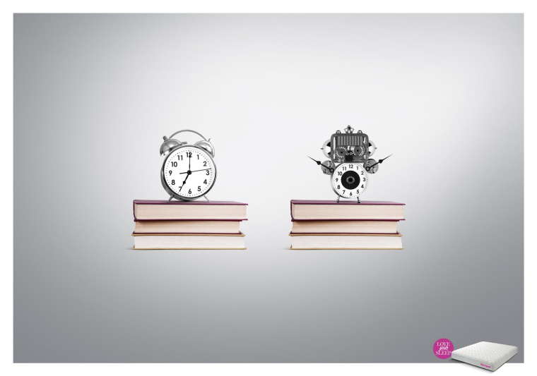 Sleepwell床墊平面廣告創(chuàng)意“愛你的睡眠–鬧鐘”篇賞析