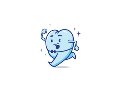 藍(lán)色快樂的牙齒logo設(shè)計