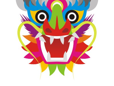 五彩繽紛的中國龍logo設計