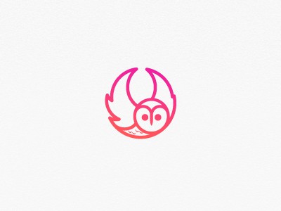 紅色的圓形貓頭鷹logo設(shè)計