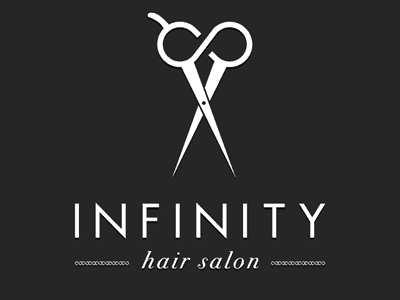 白色剪刀加無限符號沙龍logo設(shè)計-上海logo設(shè)計公司