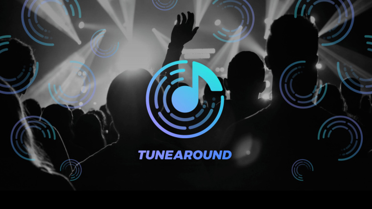 Tunearound 音樂APP品牌logo設(shè)計-圓形+聲波+音符