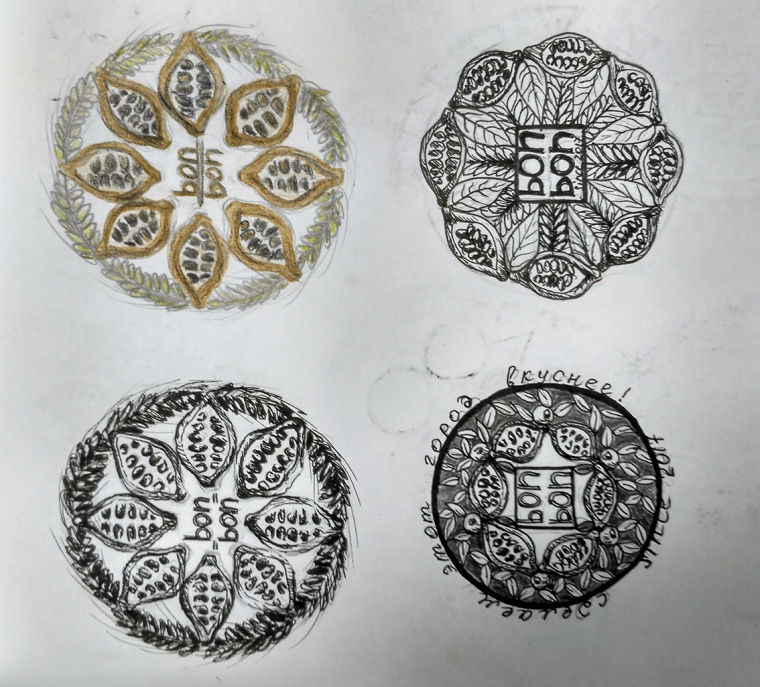 食物花卉圖案徽標(biāo)風(fēng)格 BonBon 咖啡廳餐廳標(biāo)志設(shè)計VI形象設(shè)計欣賞