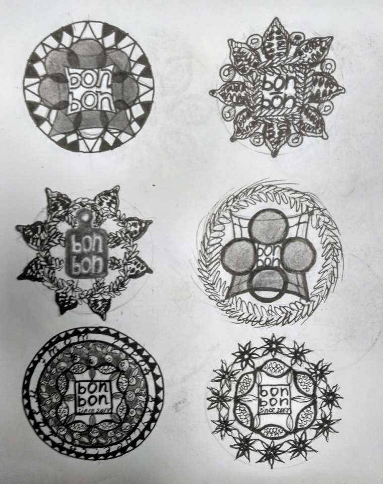 食物花卉圖案徽標(biāo)風(fēng)格 BonBon 咖啡廳餐廳標(biāo)志設(shè)計VI形象設(shè)計欣賞