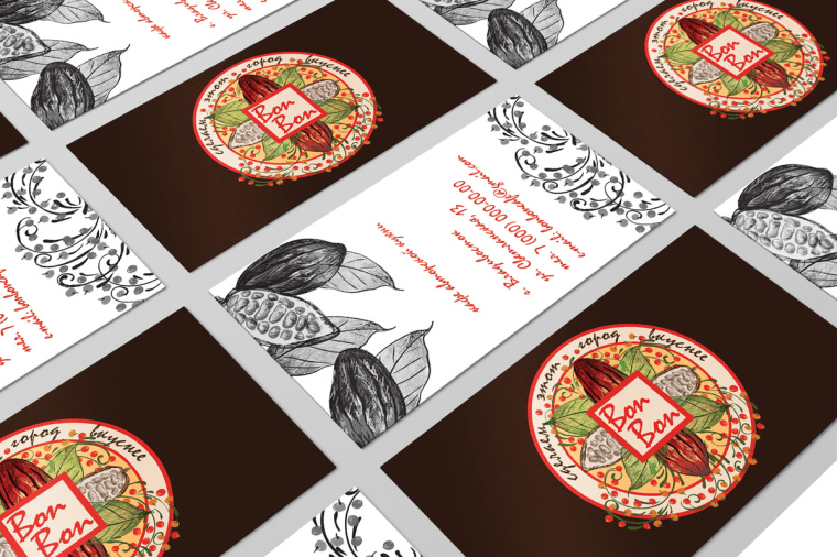 食物花卉圖案徽標(biāo)風(fēng)格 BonBon 咖啡廳餐廳標(biāo)志設(shè)計VI形象設(shè)計欣賞