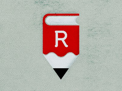 紅色鉛筆加字母“R”logo設(shè)計(jì)
