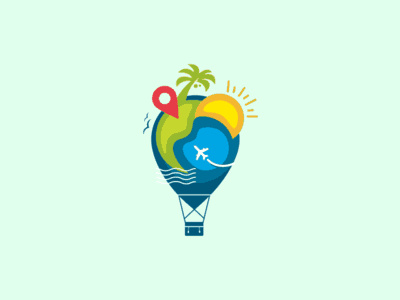 彩色氣球加旅游標(biāo)志的旅行l(wèi)ogo設(shè)計(jì)