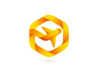 橙色六角飛機(jī)的logo設(shè)計(jì)
