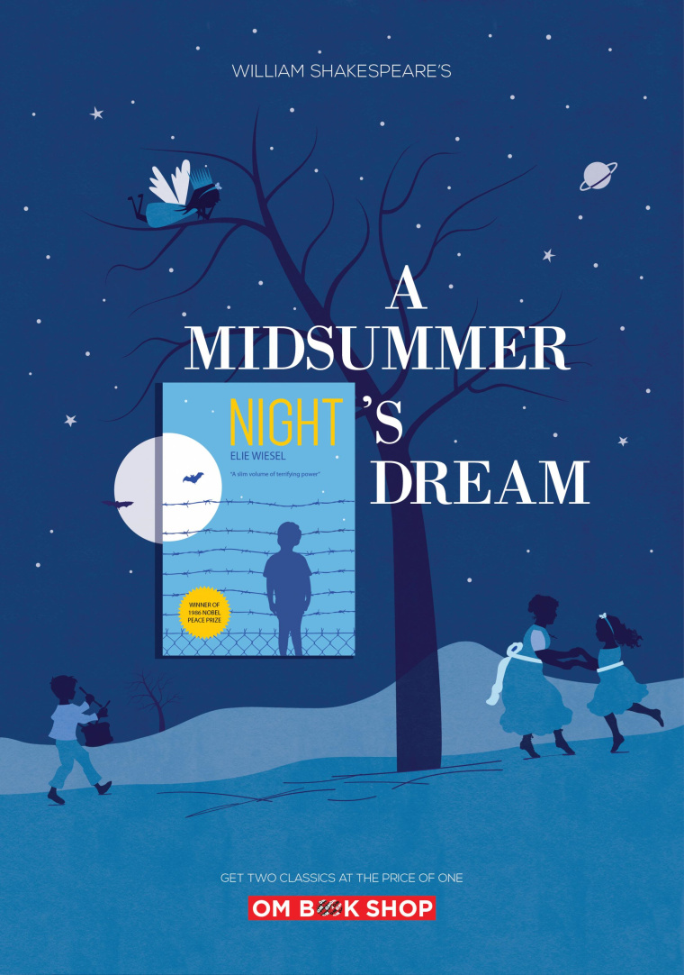 印度奧美廣告公司為OM 書(shū)店設(shè)計(jì)的書(shū)籍半價(jià)促銷(xiāo)平面廣告-仲夏夜之夢(mèng) 印度奧美廣告公司為OM 書(shū)店設(shè)計(jì)的書(shū)籍半價(jià)促銷(xiāo)平面廣告-仲夏夜之夢(mèng)