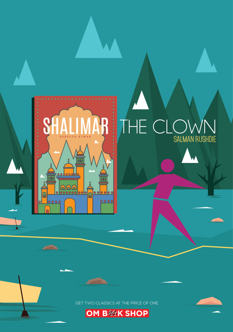 印度奧美廣告公司為OM 書(shū)店設(shè)計(jì)的書(shū)籍半價(jià)促銷(xiāo)平面廣告-Shalimar小丑 印度奧美廣告公司為OM 書(shū)店設(shè)計(jì)的書(shū)籍半價(jià)促銷(xiāo)平面廣告-Shalimar小丑