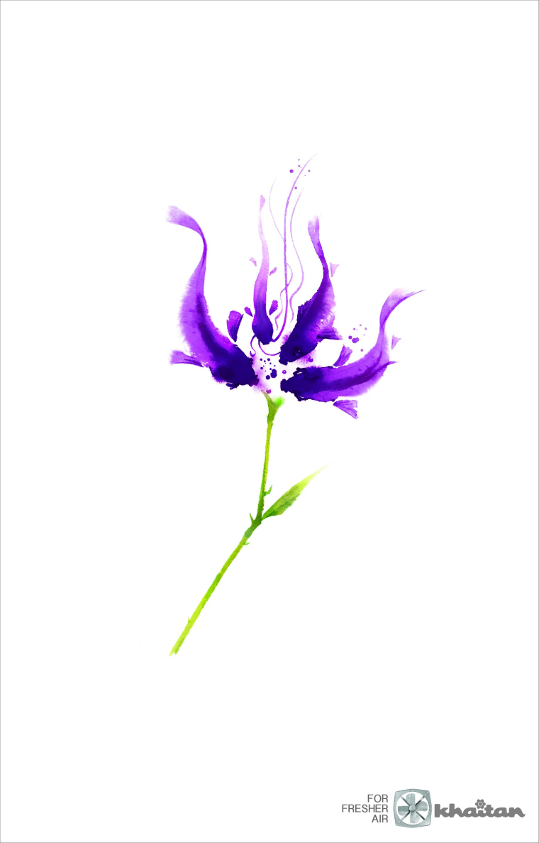 印度Khaitan排氣扇平面創(chuàng)意廣告“水墨花”魚篇-上海品牌設(shè)計(jì)公司 印度Khaitan排氣扇平面創(chuàng)意廣告“水墨花”魚篇-上海品牌設(shè)計(jì)公司