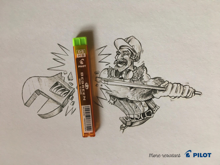 Pilot自動鉛筆芯文具平面創(chuàng)意廣告“更加堅固”篇-上海品牌設計公司