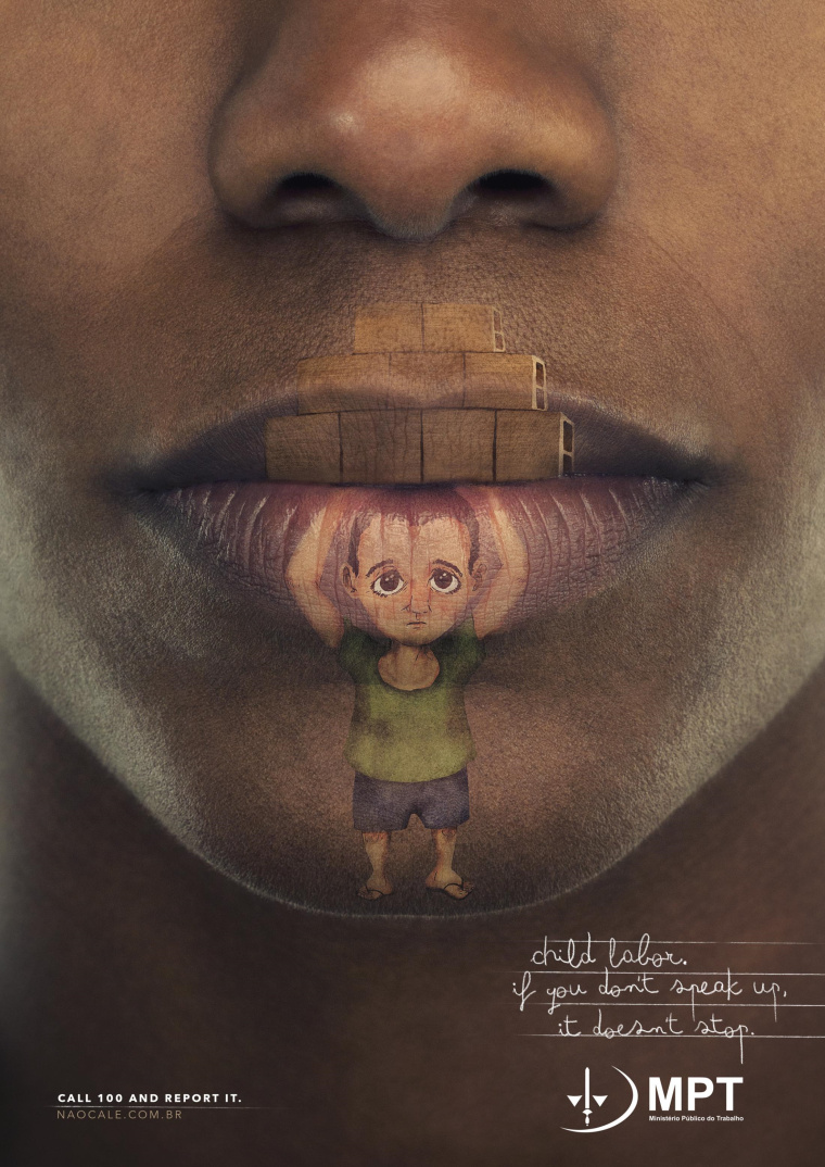 巴西反對(duì)使用童工平面創(chuàng)意廣告“嘴唇”篇-上海廣告設(shè)計(jì)公司 巴西反對(duì)使用童工平面創(chuàng)意廣告“嘴唇”篇-上海廣告設(shè)計(jì)公司