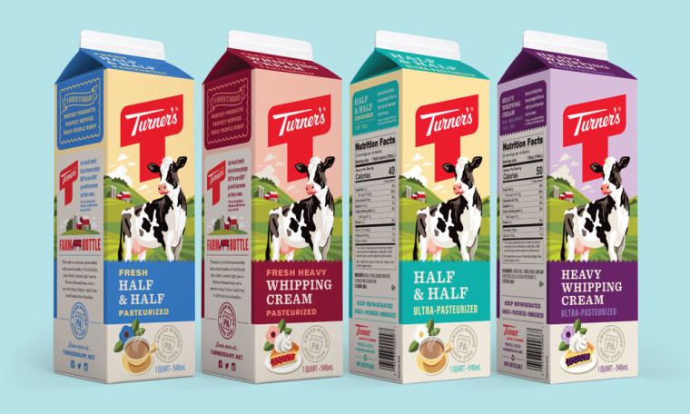 矢量插畫風格的Turner乳業(yè)農(nóng)場牛奶包裝設計-上海包裝設計公司 矢量插畫風格的Turner乳業(yè)農(nóng)場牛奶包裝設計-上海包裝設計公司