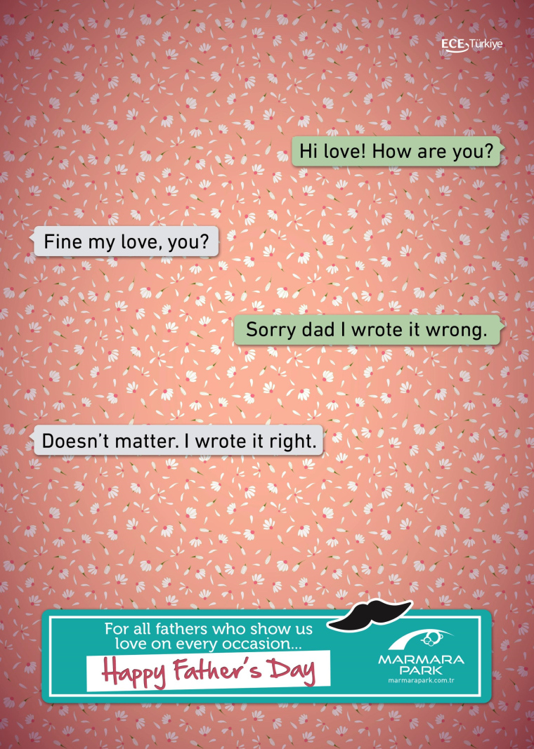 土耳其Marmara Park購物應(yīng)用程序父親節(jié)平面創(chuàng)意廣告聊天記錄“愛”篇-上海品牌策劃公司 土耳其Marmara Park購物應(yīng)用程序父親節(jié)平面創(chuàng)意廣告聊天記錄“愛”篇-上海品牌策劃公司