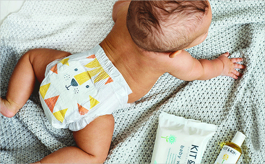 清新風(fēng)格 Kit & Kin 環(huán)保型母嬰品牌嬰兒尿布拉拉褲logo設(shè)計包裝設(shè)計