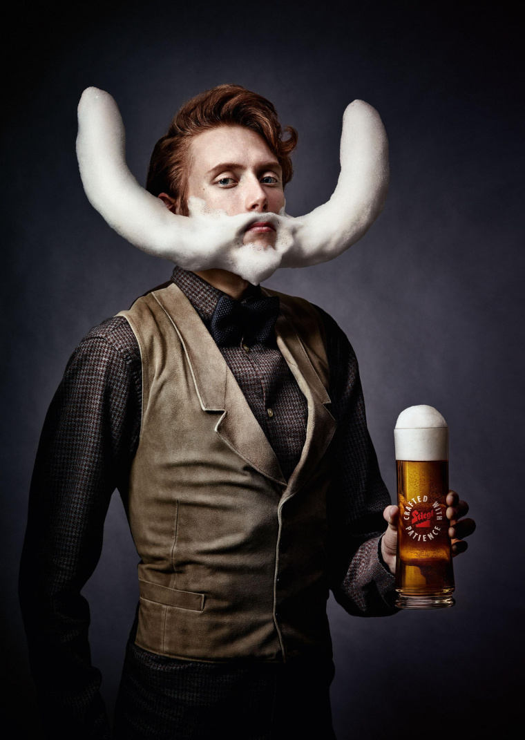 Stiegl 啤酒平面廣告創(chuàng)意設(shè)計(jì)“啤酒泡沫胡子造型篇”-上海平面廣告策劃設(shè)計(jì)公司