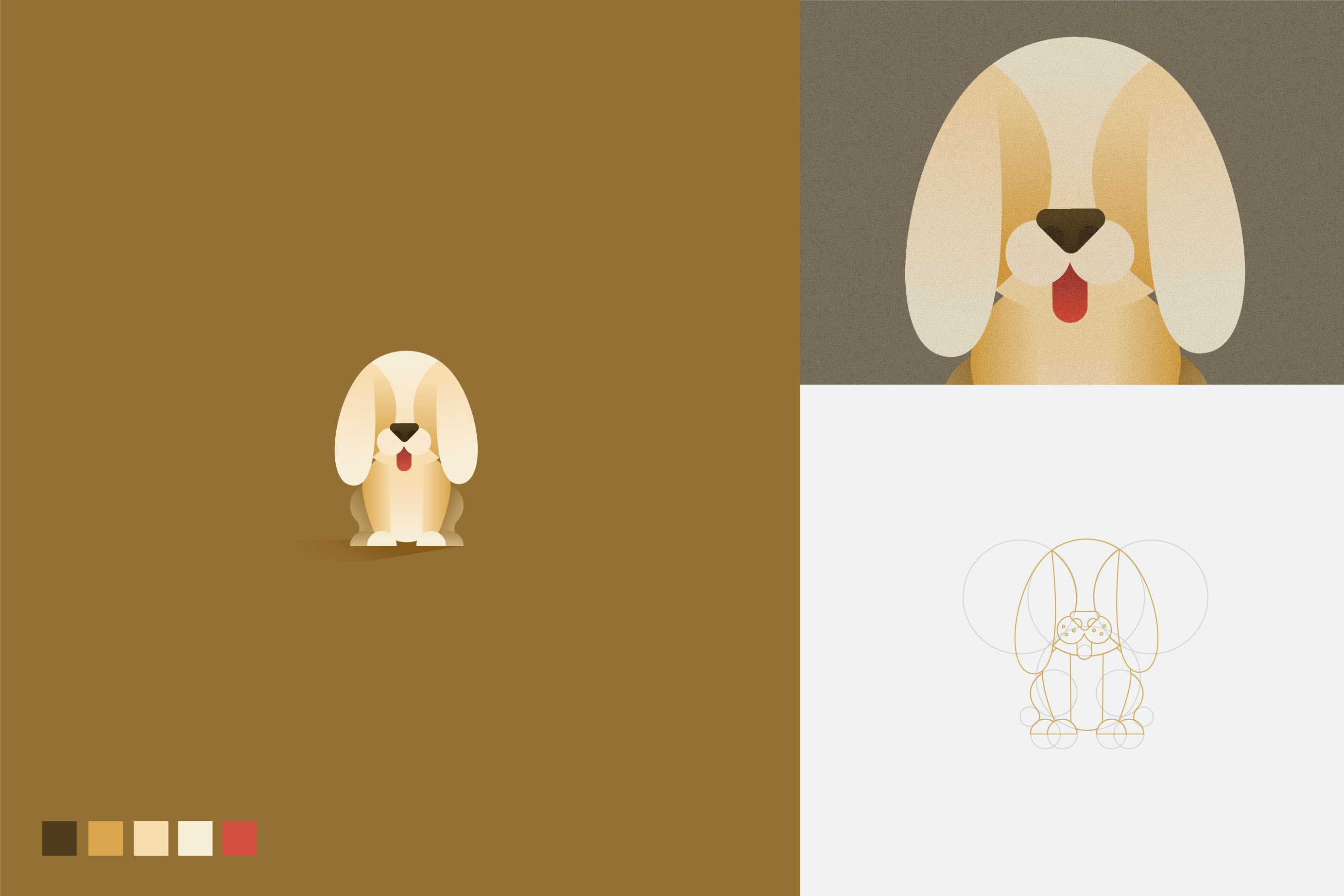 淡黃色狗狗logo-黃金分割比例設(shè)計(jì)的幾何圖形動(dòng)物logo設(shè)計(jì)圖片欣賞-上海logo設(shè)計(jì)公司