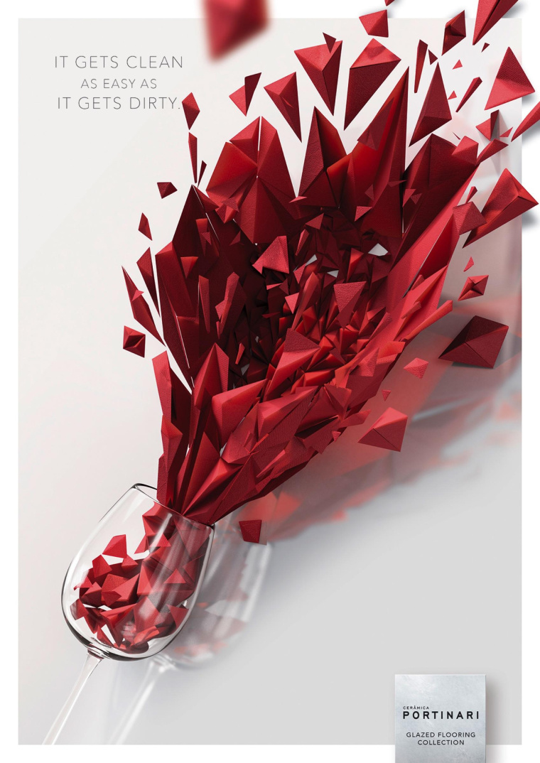 Portinari 瓷磚平面廣告創(chuàng)意設計污漬篇-上海建材平面廣告策劃設計公司