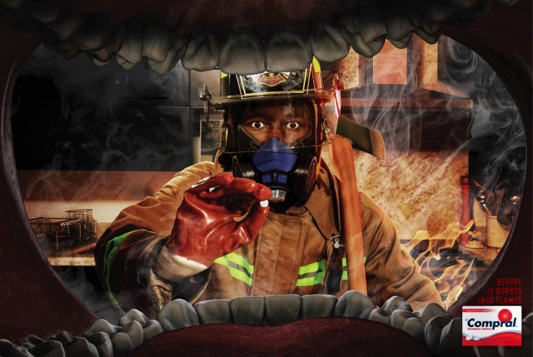 Compral 頭疼藥平面廣告創(chuàng)意設(shè)計(jì)“吃藥篇灼熱性頭痛”-上海平面廣告策劃設(shè)計(jì)公司