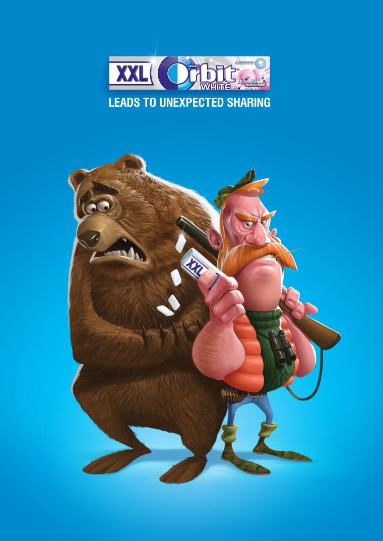 XXL Orbit 口香糖平面廣告創(chuàng)意設(shè)計欣賞“意外分享之獵人”篇--上海廣告策劃設(shè)計公司
