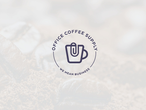 Office Coffee Supply辦公室首選咖啡-徽標(biāo)logo設(shè)計(jì)中使用回形針和咖啡杯的連接