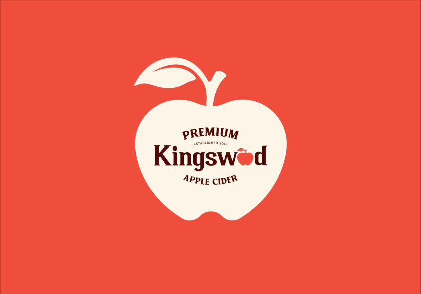 Kingswood蘋果酒包裝標簽設計-蘋果符號中的徽標