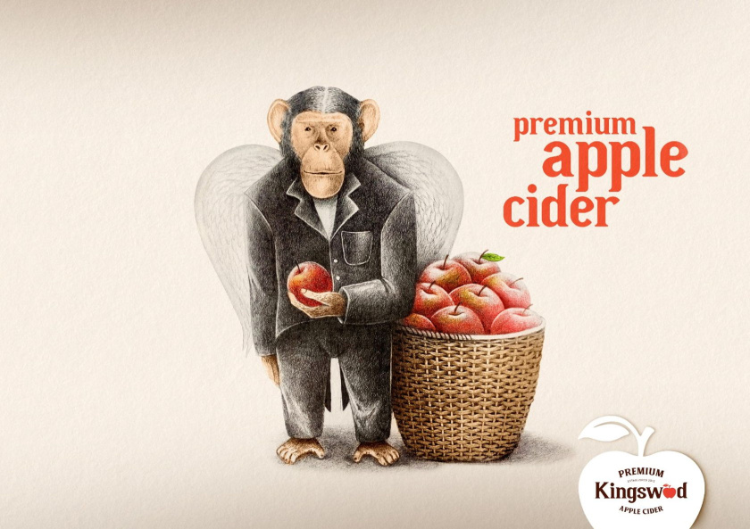 Kingswood蘋果酒包裝標簽設計，四種口味四種插圖-猴視覺插畫