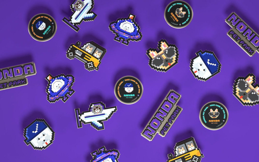 Nonda寵物店商品品牌包裝設計，馬賽克寵物插畫風格