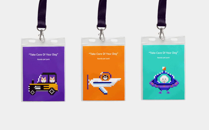 Nonda寵物店商品品牌包裝設計，馬賽克寵物插畫風格