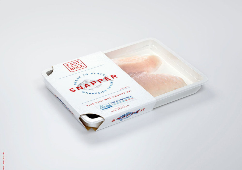 East Rock海鮮包裝設(shè)計(jì)，半封套設(shè)計(jì)方便展示清潔和新鮮的產(chǎn)品與品牌信息