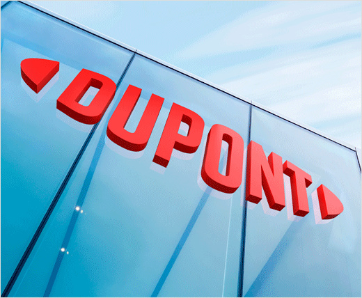 杜邦公司新logo設(shè)計(jì)，保留標(biāo)志性的橢圓形，但去掉了外框