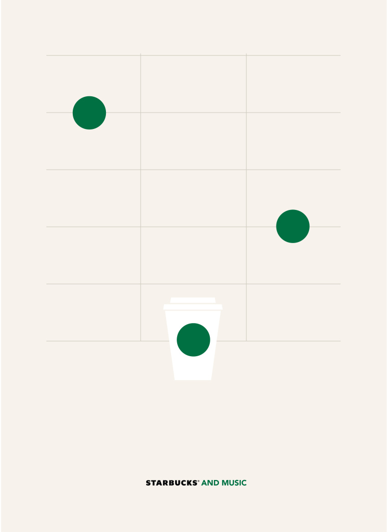 巴西Rai廣告公司為星巴克創(chuàng)作的“圖標(biāo)”篇平面創(chuàng)意廣告-星巴克和音樂(lè) 巴西Rai廣告公司為星巴克創(chuàng)作的“圖標(biāo)”篇平面創(chuàng)意廣告-星巴克和音樂(lè)