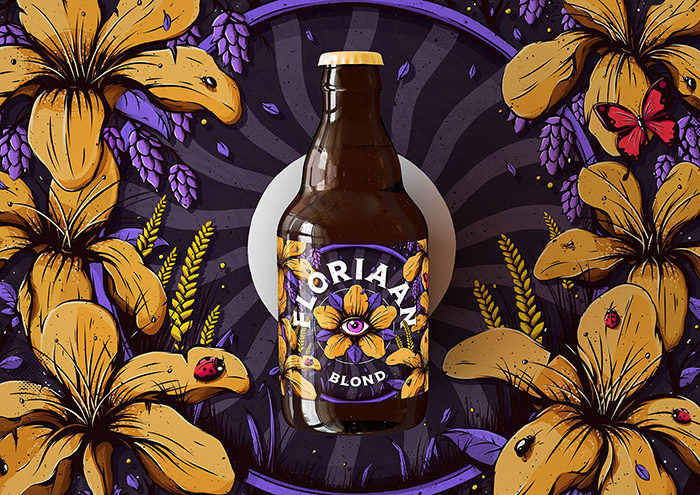 Floriaan精釀啤酒包裝標(biāo)簽設(shè)計(jì)“萬(wàn)花筒花卉插畫篇”-上海包裝設(shè)計(jì)
