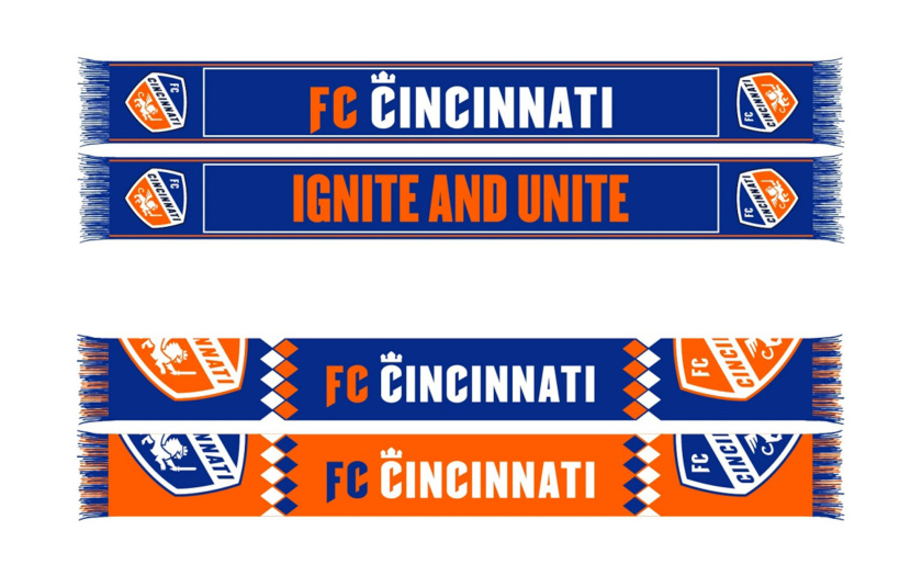 FC Cincinnati 職業(yè)足球隊(duì)隊(duì)標(biāo)logo設(shè)計(jì)”盾牌徽章獅子“元素-圍巾設(shè)計(jì)