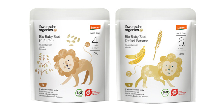 L?wenzahn有機嬰兒食品包裝設(shè)計”清新小獅子動物插畫“--上海包裝設(shè)計公司