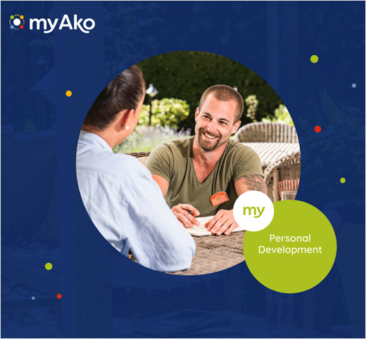 醫(yī)療護理業(yè)務管理app平臺myAko新logo設計，四個小圓圍繞一個大圓