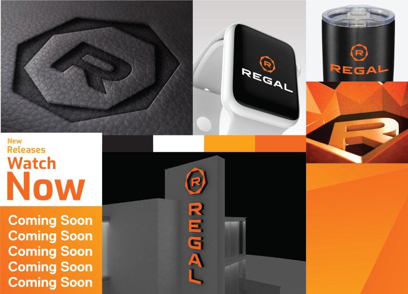 Regal富豪電影劇院logo設計，一個環(huán)繞的七變形+字母R